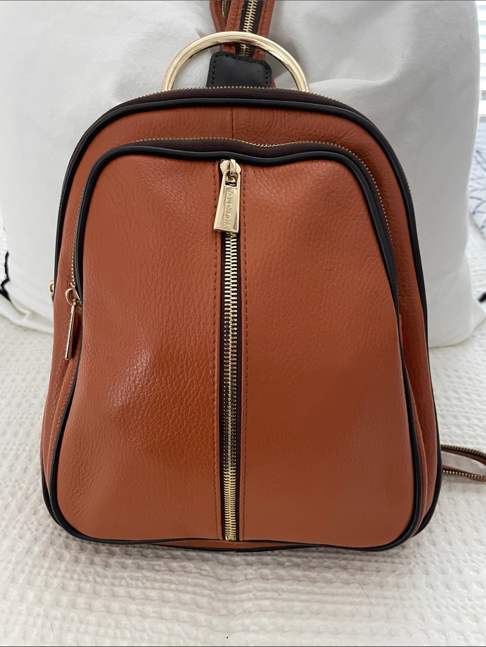 Valentina Leather Mini Backpack with Gold Hardware